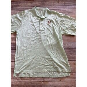 Peter Millar Mens Golf polo Green white stripe Large La Gorce Country Club